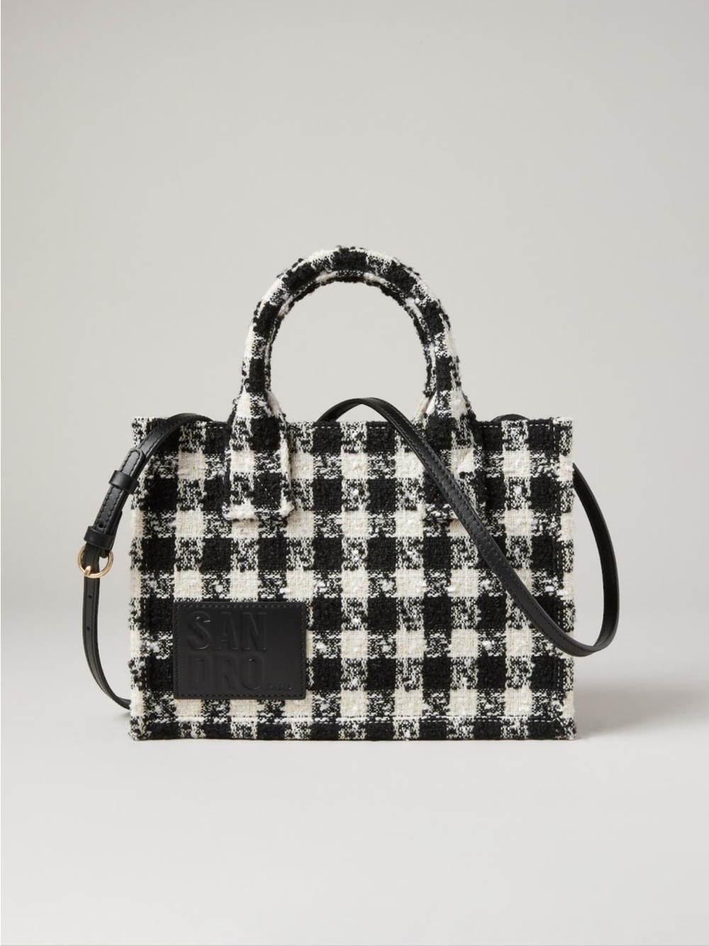 Sandro Small Kasbah Bag Houndstooth Tweed